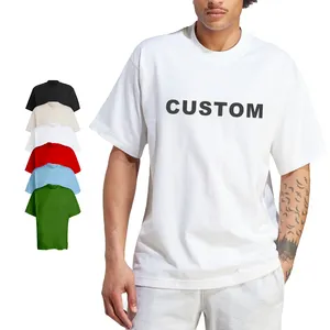 T-shirts grande taille pour hommes logo personnalisé T-shirts surdimensionnés en coton à col montant T-shirts streetwear imprimés bouffants