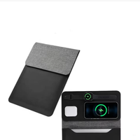 Tas kulit Laken 5 in 1, lengan Laptop Tablet dengan pengisian daya nirkabel magnetis untuk iPad MacBook Pro Charge untuk Earbud ponsel IWatch