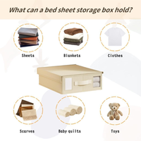 Boîte de rangement pliable beige en tissu Oxford pour lit, avec design supérieur et poignée, style moderne, pour draps de lit