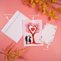 Cartes de voeux chaudes pour la Saint-Valentin Arbre en forme de coeur 3D Cartes-cadeaux stéréoscopiques pour la fête des mères Invitations de mariage Carte de voeux
