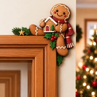 Décoration d'angle de porte de Noël : Ornement de rennes et d'hommes en pain d'épices pour jeu de cache-cache