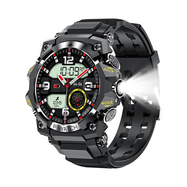 PG222 Outdoor Round Sports Smart Watch with Flashlight,Sleep Healthy Monitor IP68 Waterproof Smartwatch 2025 New Montre