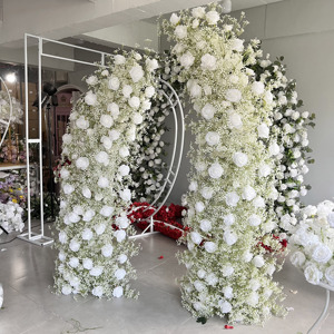 A42 Cérémonie Décoration Corne Proposition Artificielle Floral Toile de Fond Blanc Soie Rose Floral Bébé Souffle Soie Rose Fleurs Fleur Arche - Product Image 1
