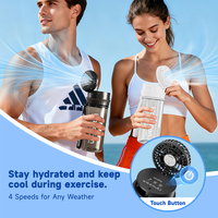 Ventilateur portable et bouteille d'eau 2-en-1, tasse rafraîchissante rechargeable avec bouteille Tritan 2000 mAh, étanche IPX7 pour l'extérieur