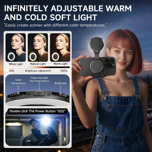 Lampe annulaire magnétique de poche pour selfie 180 °   Lampe LED tricolore rotative pour <span class=keywords><strong>la</strong></span> <span class=keywords><strong>photographie</strong></span> sur téléphone et le maquillage <span class=keywords><strong>en</strong></span> direct - Product Image 4