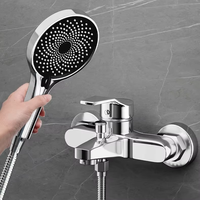 Mitigeur de douche mural pour eau chaude et froide, en zinc poli, à poignée unique, avec jet de pluie, pour hôtels et villas, finition chromée