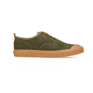 Vente en gros d'usine de baskets de sport pour enfants chaussures décontractées pour la marche en velours côtelé vert respirant avec cravate en dentelle pour enfants garçons - Product Image 2