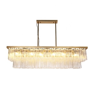 Hiện đại hình chữ nhật ăn Bar ánh sáng mặt dây chuyền vàng nghệ thuật <span class=keywords><strong>Deco</strong></span> thép Chụp đèn hình chữ nhật treo đèn chùm dài thực hiện biệt thự - Product Image 6