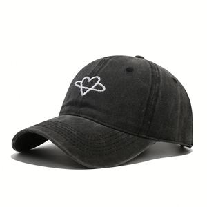 Casquette de baseball unisexe vintage à 6 panneaux en coton 100% avec broderie cœur, réglable, visière bec de canard, pour printemps-été et activités de plein air - Product Image 1