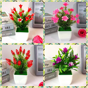 Plantes artificielles en pot Qi Xing, ensemble de fleurs en plastique de 18 cm, décoration d'intérieur - Product Image 5