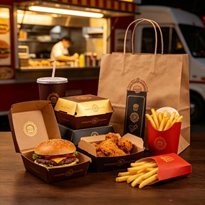 Custom Fast Food Packaging Takeaway Food Burger Box Packaging Custom Wings Fried Chicken French Fries Packaging Box - Product Image 1