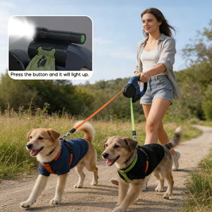 Guinzaglio per cani intelligente 3M guinzaglio per cani automatico a doppia fascia retrattile retrattile allenamento ABS + luce Spot in Nylon per camminare all'aperto - Product Image 6