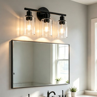 Applique murale classique à 3 lumières en métal pour salle de bain, avec verre transparent, idéale pour dressing et coiffeuse