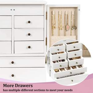 Boîte de rangement en <span class=keywords><strong>bois</strong></span> rectangulaire grande, à 5 couches, avec cadre flottant 3D pour présentation de bijoux (crèmes, boucles d'oreilles, bracelets) - Product Image 6