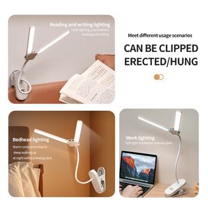 Lampe de bureau LED à double tête, moderne, petite, protection des yeux, lampe d'étude, dortoir étudiant, mobile, rechargeable, veilleuse électrique - Product Image 4