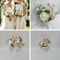 Bouquet de mariée élégant personnalisé DKB, blanc et champagne, arrangement de fleurs artificielles en rose et pivoine, décoration