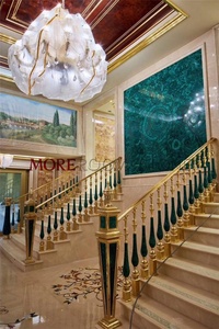 <span class=keywords><strong>Dalle</strong></span> épaisse en marbre vert malachite poli <span class=keywords><strong>de</strong></span> luxe, imperméable, pour la décoration murale intérieure moderne dans les villas et appartements - Product Image 2