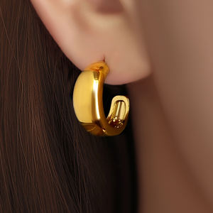 Pendientes de Botón Geométricos Clásicos con Baño de Oro de 18K y Rodio, Brillantes, para Mujer, para Fiestas - Product Image 1