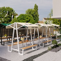 Ensemble table et chaise monobloc en fer forgé d'extérieur, design amovible, montage facile, style minimaliste moderne, usage commercial
