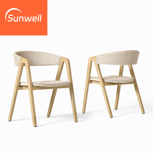Meubles de salle à manger en plein air en bois haut de gamme de luxe chaises en osier de rotin de jardin en bois de teck pour café - Product Image 2