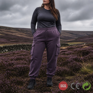 Pantalones Jogger Cargo Personalizados de Talla Grande para <span class=keywords><strong>Mujer</strong></span>, 480g, Felpa de Algodón, Puños Acanalados, Cintura con Cordón, Bolsillos Laterales, Tallas S a 5X - Product Image 1