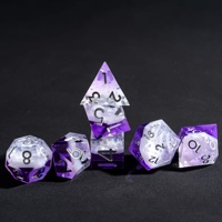 Pour Udixi Logo personnalisé RPG donjons et Dragons ensemble bière violet résine tranchant dés forme polyédrique pour Cocktail et donjons