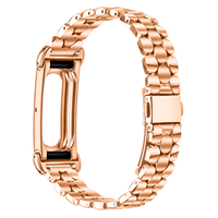 Bracelet de montre en acier inoxydable avec perles pour Google Fitbit Air, maillons métalliques en forme de perle, fermoir double bouton-poussoir, sangle réglable