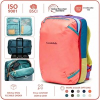 Sac à dos de voyage léger 35L avec ouverture pour valise, compartiment pour ordinateur portable, poche en filet pour la randonnée, le camping, les voyages d'affaires, logo personnalisé