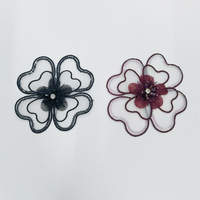 Conception personnalisée 3D Ruban Perle Papillon Passementerie Écusson Écologique Noir Fleur Ruban Accessoires de Couture Perle Broderie Dentelle