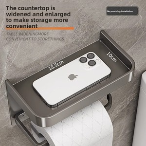 Estante de almacenamiento impermeable para teléfono móvil, toallero de papel, caja de pañuelos, portarrollos, soporte de papel higiénico, cepillos de limpieza, producto - Product Image 4