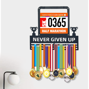 Commercio all'ingrosso Custom medaglia di metallo trofeo titolare medaglia appendiabiti con scaffale porta medaglie e trofeo Display appendiabiti - Product Image 2