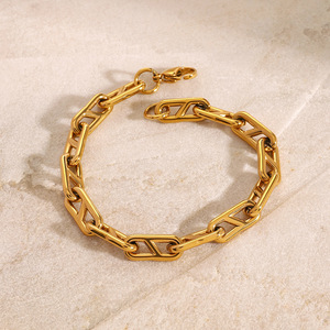 Pulsera Geométrica de Acero Inoxidable Dorada, Joyería Unisex, Regalo, Diseño de Cadena - Product Image 4