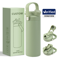 Bouteille d'eau sport isotherme sans BPA de 530 ml, petite taille, double paroi, anti-fuite, avec couvercle anti-poussière, en acier inoxydable, pour enfants et école