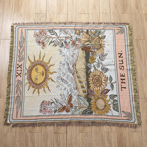 Couverture en coton recyclé, remise à neuf, style tapisserie, douze unités, portrait de dessin animé biologique, jacquard, couverture tissée sur mesure - Product Image 2