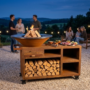 Plancha <span class=keywords><strong>brasero</strong></span> 65 pouces en acier Corten robuste avec structure KD et gril barbecue pour extérieur et jardin - Product Image 1