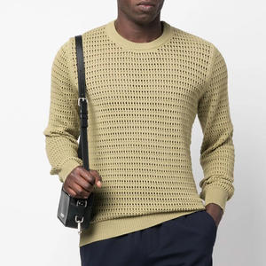 2024 diseñador de moda suéter masculino recién llegado suéter hueco prendas de punto otoño cuello redondo algodón tejido suéter Logo invierno - Product Image 1