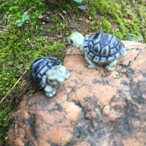 <b>Mini</b> Turtle Resin Ornaments Coffee Brown And Orange <b>Hand</b> Painted Garden Decor Animal Shape Craft Item - Product Image 3