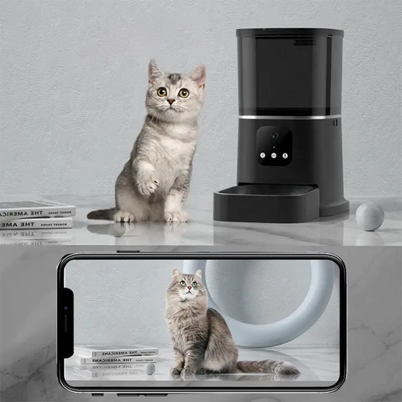 Automatic Cat Feeders with Customize Feeding Schedule WiFi Timed Feeder with Interactive Voice Recorder for Cat Dog 1-4 Meals