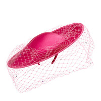 J414 Sombrero de Moda para Mujer, Elegante, Brillante, de Satén, Estilo Kentucky Derby, para Bodas, Fiestas, Iglesia, con Velo de Malla