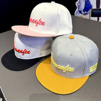 Gorra de Béisbol Snapback con Visera Plana, Bordado 3D, Diseño Color Block, Ajustable, Unisex, Estilo Urbano