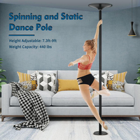 Kit de barre de danse portable et réglable, noir, extension 45 mm, barre de danse en acier pour strip-tease, mouvement statique et rotatif