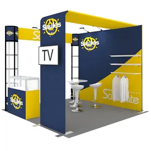10x10 Cheap Wholesale Custom Tension Backdrop Display Collapsible Tradeshow Fair Expo Exhibition New Design Trade Booth