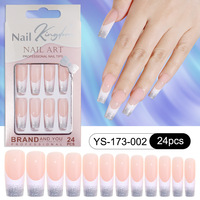Faux ongles à presser en acrylique, couvrance totale, design français, forme cercueil longue, style Hottie, rose