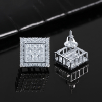 Boucles d'oreilles clous carrées classiques en zircon, tendance, vente en gros, délicates et minimalistes, pour femmes, cadeau d'anniversaire pour dames et jeunes filles