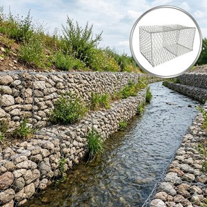 Panier gabion en treillis métallique hexagonal à <span class=keywords><strong>double</strong></span> torsion galvanisé, revêtu de PVC, 3x1x1m, 2x1x1m - Product Image 1