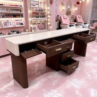 Fauteuil de pédicure de luxe, table de manucure en bois, poste de soin des ongles, ensemble table et chaise pour salon de spa, table de bar à ongles pour manucure