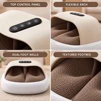 Appareil de massage des pieds marron café avec compression d'air, pétrissage Shiatsu, chaleur et couverture 3D complète du pied pour les soins des pieds à domicile