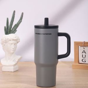 Travel Drink Tumbler 720ml Stainless Steel <b>Double</b> <b>Wall</b> Vacuum <b>Cup</b> with Portable Handle Straw Lid - Product Image 1