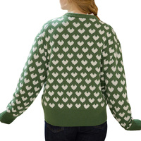 Vente en gros de pulls en tricot personnalisés à motif intarsia et cœur pour femmes pulls en coton doux à col rond pour le soutien décontracté de la boutique OEM/ODM