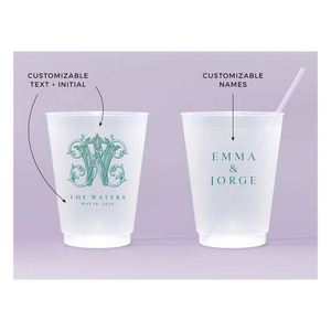 Vasos de Plástico Personalizados para Estadios, Ecológicos, Reutilizables, Decoración para Fiestas, Vasos de Plástico Personalizados para Bodas con Monogramas - Product Image 4
